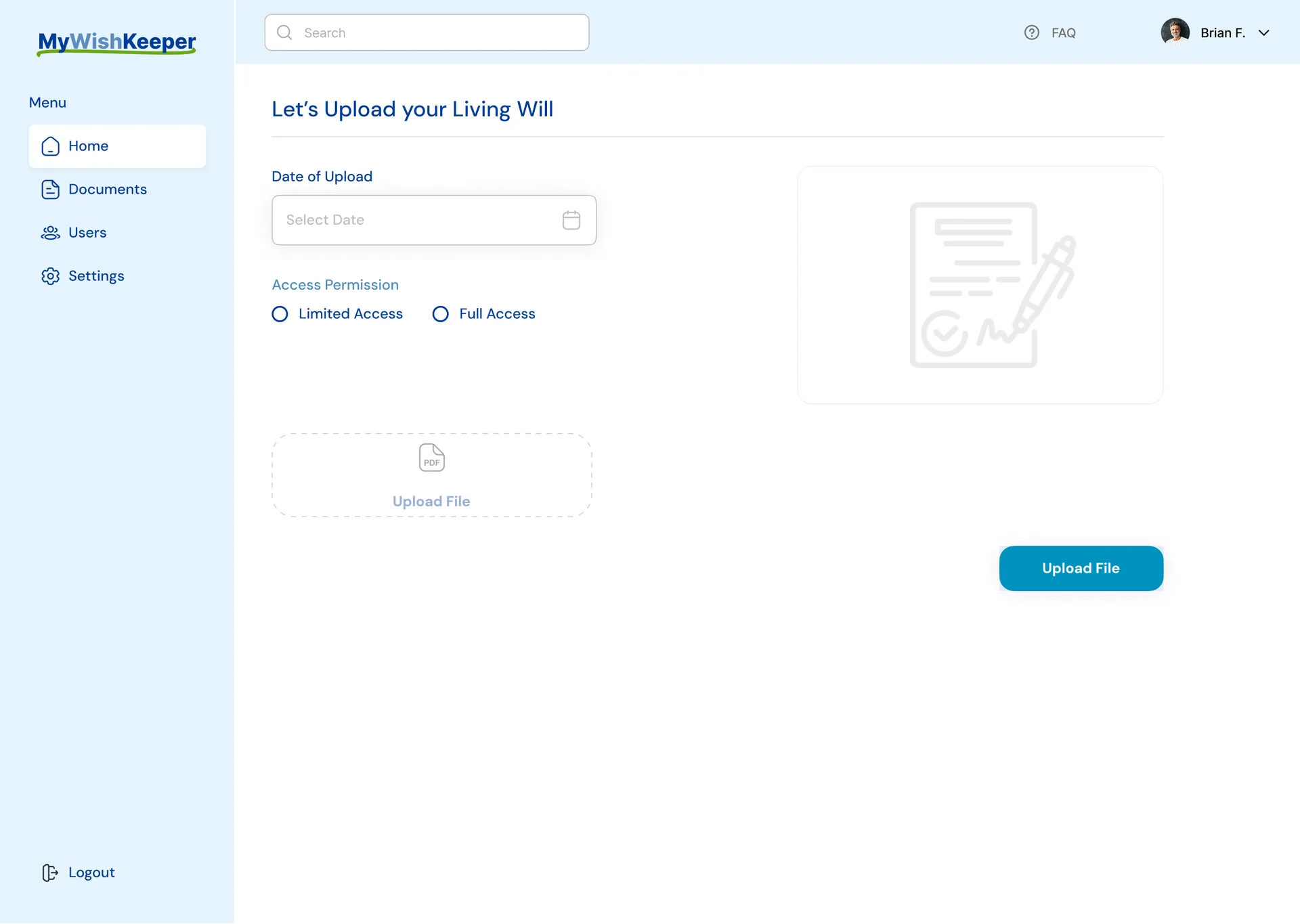 MyWishKeeper Document Vault Dashboard | Estate Plan UI — 05